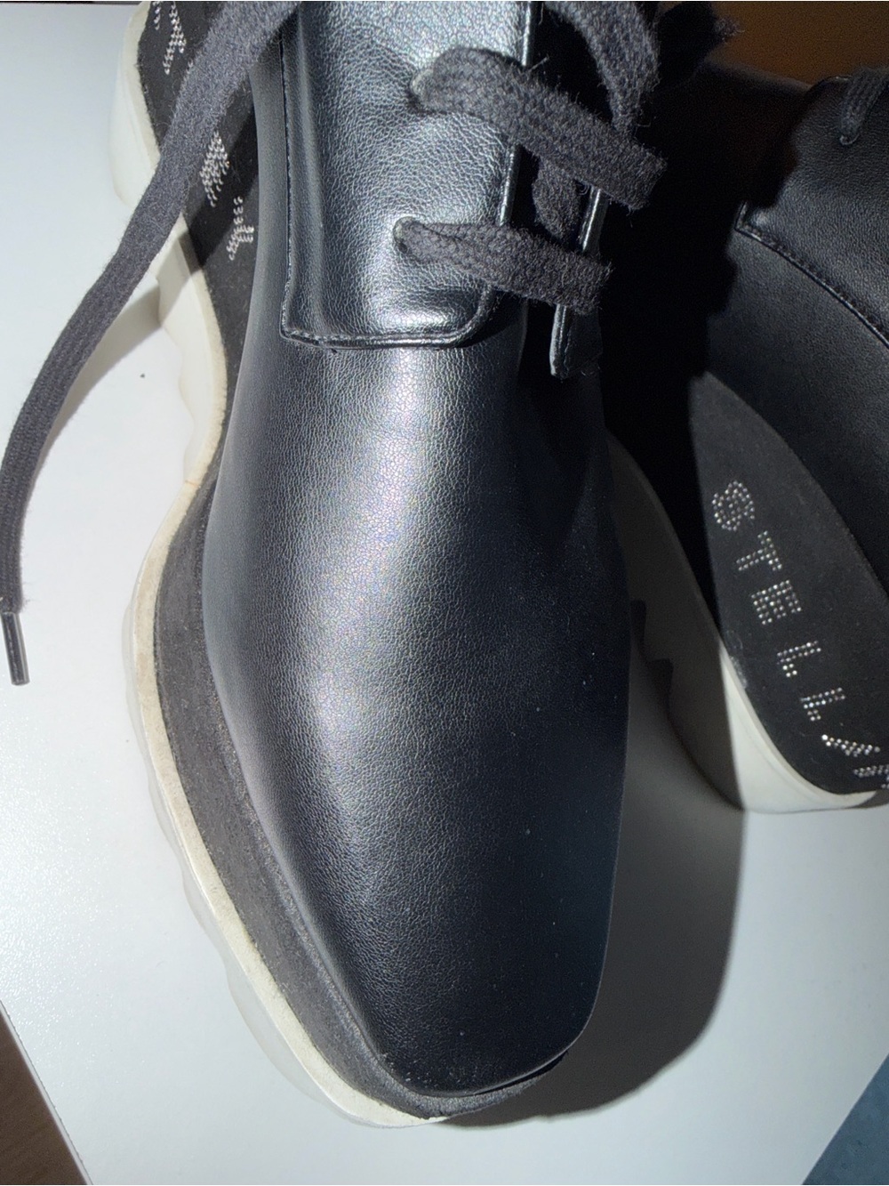 Stella McCartney Black Platform Lace-Up Oxfords with Embellished Branding - Picture 14 of 16